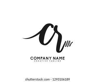 CR Initial Handwriting Logo Template Vector