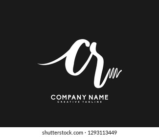 CR Initial Handwriting Logo Template Vector