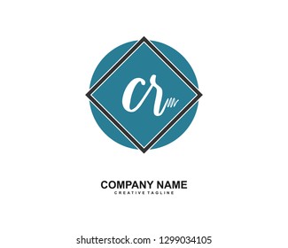CR Initial Handwriting Logo Template Vector