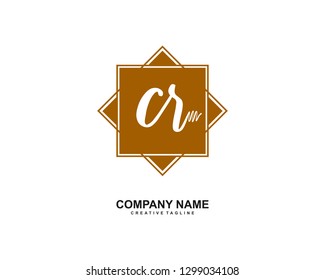 CR Initial Handwriting Logo Template Vector