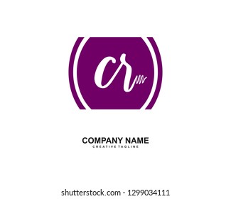 CR Initial Handwriting Logo Template Vector