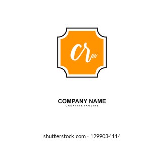 CR Initial Handwriting Logo Template Vector