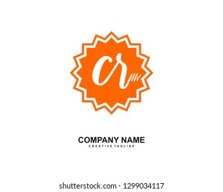 CR Initial Handwriting Logo Template Vector