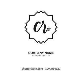 CR Initial Handwriting Logo Template Vector