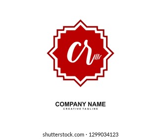 CR Initial Handwriting Logo Template Vector
