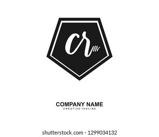 CR Initial Handwriting Logo Template Vector