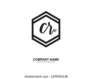 CR Initial Handwriting Logo Template Vector