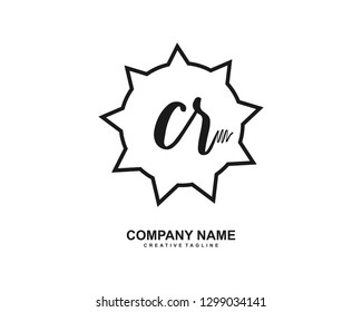 CR Initial Handwriting Logo Template Vector