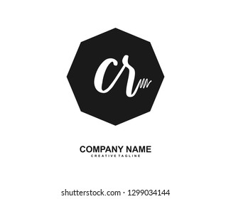 CR Initial Handwriting Logo Template Vector