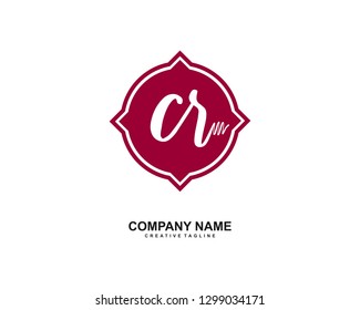 CR Initial Handwriting Logo Template Vector