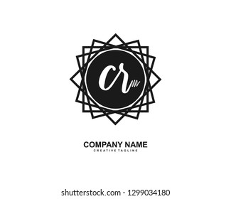 CR Initial Handwriting Logo Template Vector