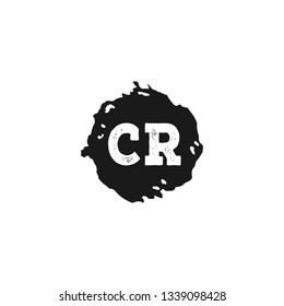CR  Initial Handwriting logo template vector