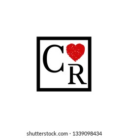 CR  Initial Handwriting logo template vector
