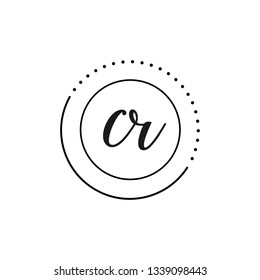 CR  Initial Handwriting logo template vector