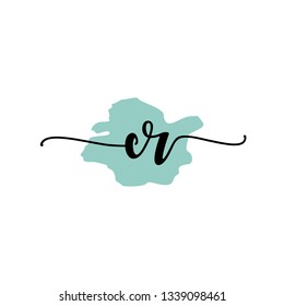 CR  Initial Handwriting logo template vector