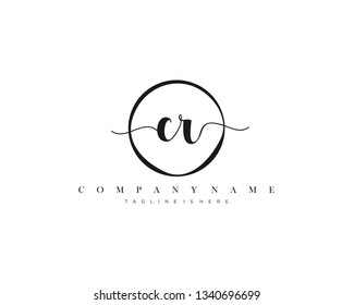 CR initial handwriting logo template vector