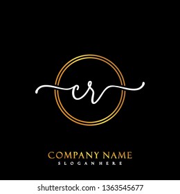 CR Initial Handwriting logo template vector