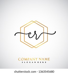 CR Initial Handwriting logo template vector