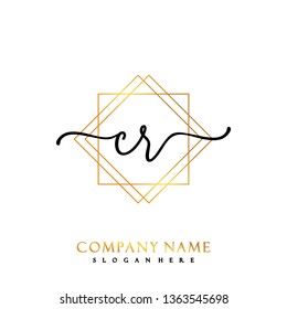 CR Initial Handwriting logo template vector