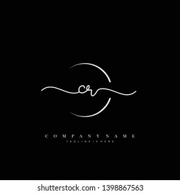 CR initial handwriting logo template vector