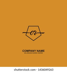 CR Initial handwriting logo template vector