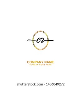 CR Initial handwriting logo template vector