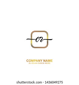 CR Initial handwriting logo template vector