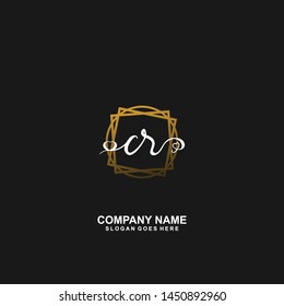 CR Initial handwriting logo vector