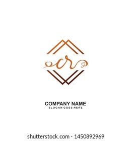 CR Initial handwriting logo vector
