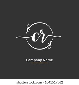 CR Initial handwriting and signature logo design with circle. Beautiful design handwritten logo for fashion, team, wedding, luxury logo.