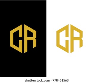 CR initial hexagon icon. letter. logo design vector eps 10