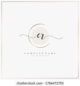 CR Initial Letter handwriting logo hand drawn template vector, logo for beauty, cosmetics, wedding, fashion and business, and other