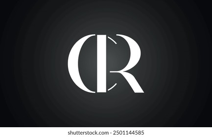 CR initial letter logo design. CR logo design vector in black background.