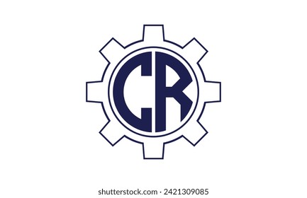 CR initial letter mechanical circle logo design vector template. industrial, engineering, servicing, word mark, letter mark, monogram, construction, business, company, corporate, commercial, geometric