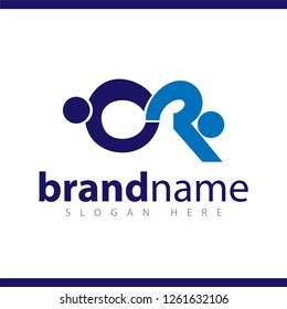 CR initial letter with people logo vector template