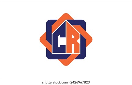 CR initial letter real estate builders logo design vector. construction, housing, home marker, property, building, apartment, flat, compartment, business, corporate, house rent, rental, commercial