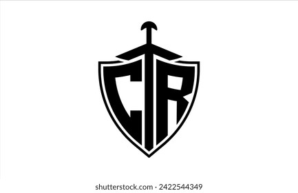 CR initial letter shield icon gaming logo design vector. batman, sports logo, monogram, shield, war game, symbol, playing logo, abstract, fighting, typography, icon, minimal, premier league, club logo