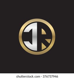 CR initial letters circle elegant logo golden silver black background