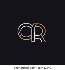 CR initial letters elegant logo golden silver black background