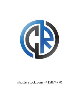 CR initial letters linked circle logo blue black