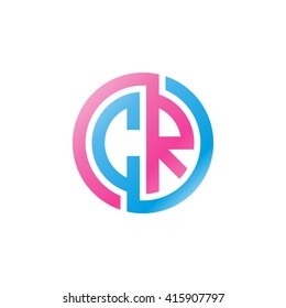 CR initial letters linked circle logo pink blue