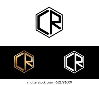 CR initial letters linked with hexagon shape logo
