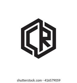 CR initial letters loop linked hexagon monogram logo