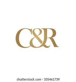 C&R Initial logo. Ampersand monogram golden logo