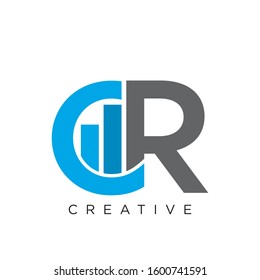 CR initial logo business brand design 