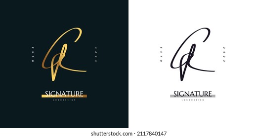 CR Initial Logo Design with Handwriting Style in Gold Gradient. CR Signature Logo or Symbol for Wedding, Fashion, Jewelry, Boutique, Botanical, Floral and Business Identity. Feminine Logo
