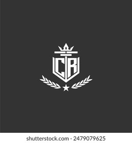 CR initial monogram brand logo design for crown vector image