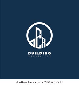 CR initial monogram building logo for real estate with creative circle style design