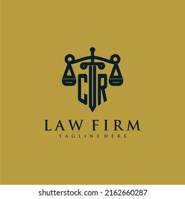 CR initial monogram for lawfirm logo with sword and scale