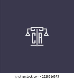 CR initial monogram for lawfirm logo with scales vector image